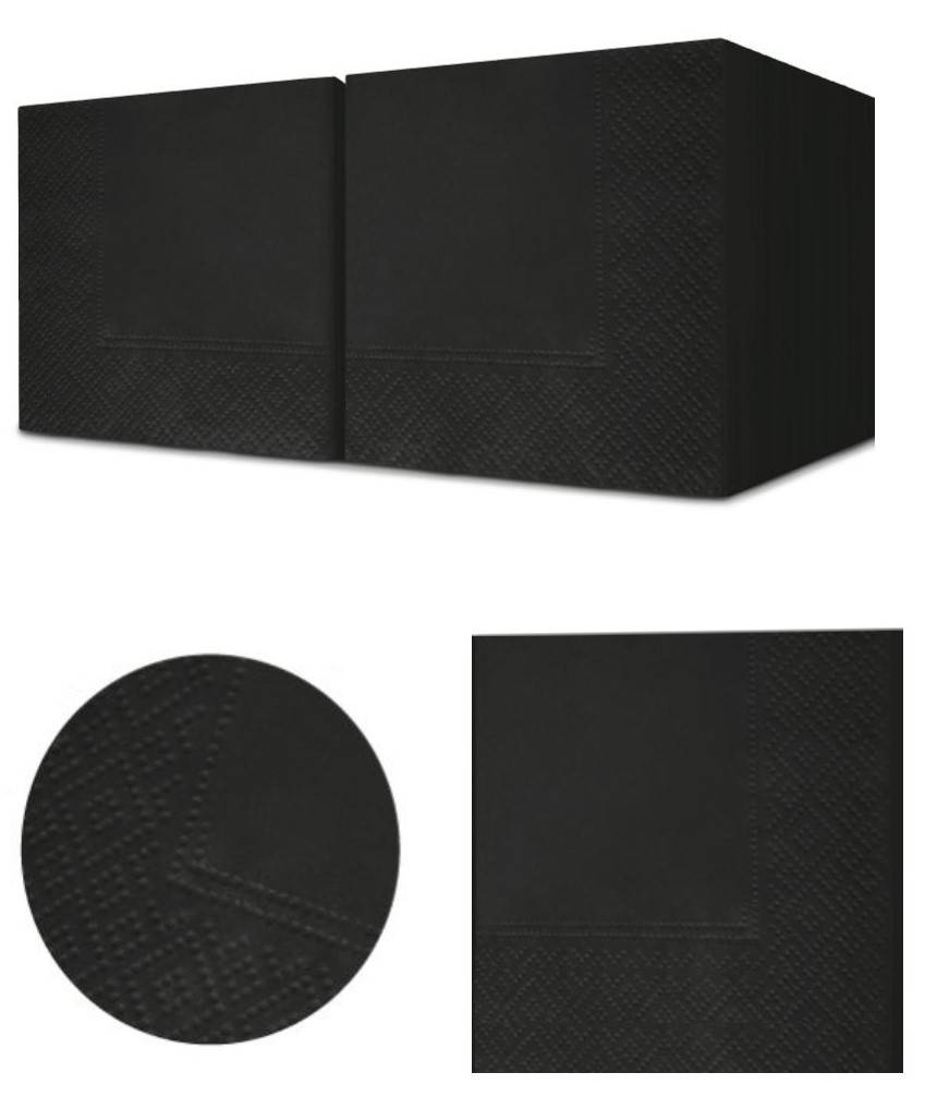 Черные двухслойные бумажные салфетки, 1/4 сложения, 24 x 24 см