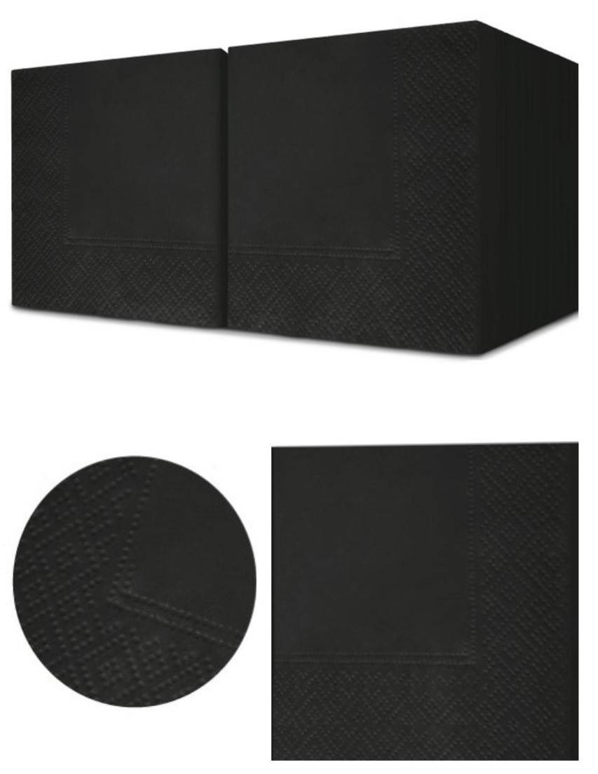 Черные двухслойные бумажные салфетки, 1/8 сложения, 33 x 33 см