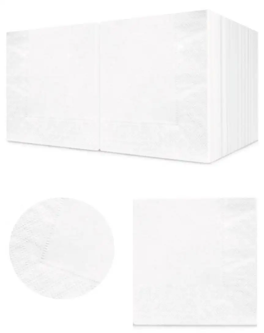 Белые двухслойные бумажные салфетки, 1/4 сложения, 33 x 33 см